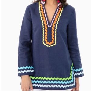 Sail to Sable Navy Tunic with Rainbow Ric Rac Detail